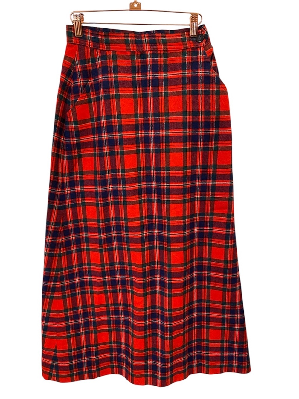 Vintage Pendleton Authentic Long Red Tartan Plaid Skirt Pockets